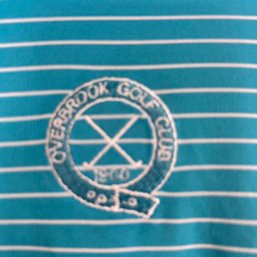 Peter Millar Golf Polo Shirt Mens XL Blue White Striped Performance Excellent - Picture 2 of 3